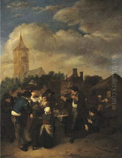 A Quack Doctor At A Village Stall Oil Painting by Cornelis Pietersz Bega