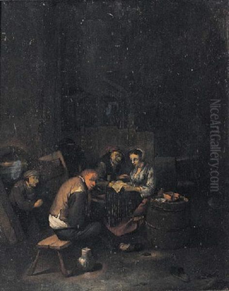 Peasants Reading A Letter In A Tavern Oil Painting by Cornelis Pietersz Bega