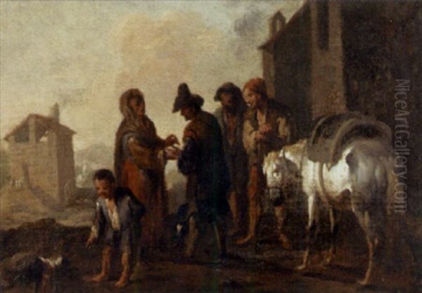 Eine Belebte Dorfstrasse Oil Painting by Cornelis Pietersz Bega