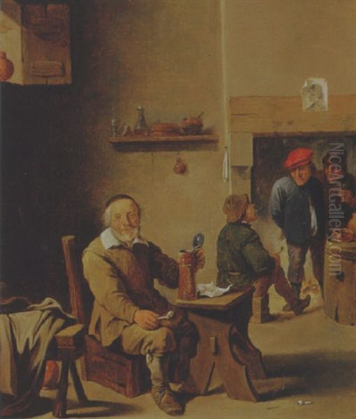 Tavern Interior At Dinnertime Oil Painting by Cornelis Pietersz Bega