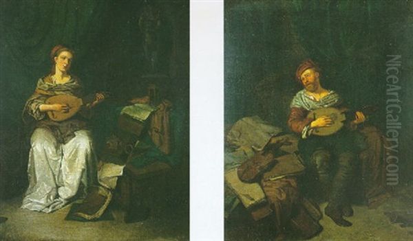 Le Joueur De Mandoline Oil Painting by Cornelis Pietersz Bega