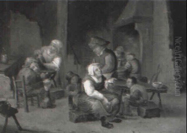 Peasants In A Cottage Interior Oil Painting by Cornelis Pietersz Bega