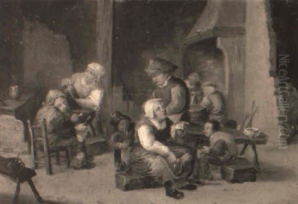 Peasants In A Cottage Interior Oil Painting by Cornelis Pietersz Bega