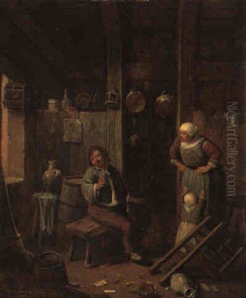 Genreszene Oil Painting by Cornelis Pietersz Bega