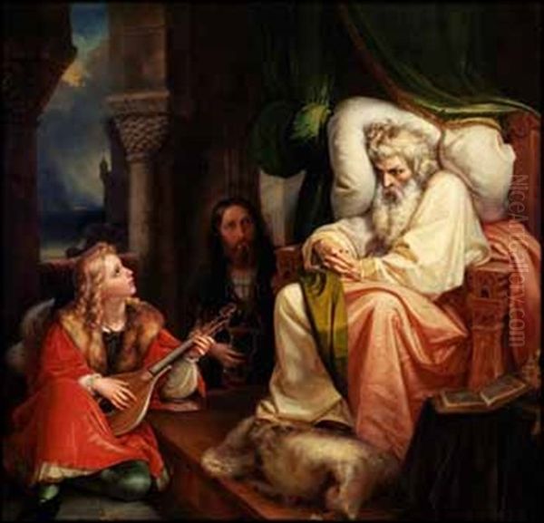 Ein Alter Konig Lauscht Dem Saitenspiel Eines Pagen (the Old King Listening To His Page Playing A Lyre) by Karl Joseph Begas