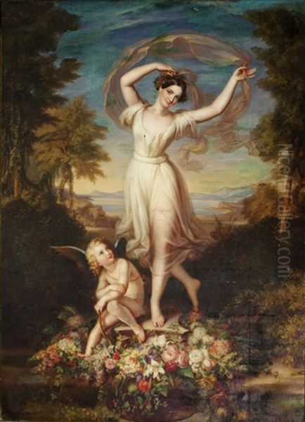 Fanny Elssler As La Sylphide Oil Painting by Karl Joseph Begas