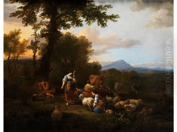 Landschaft Mit Figuren Oil Painting by Abraham Jansz. Begeyn