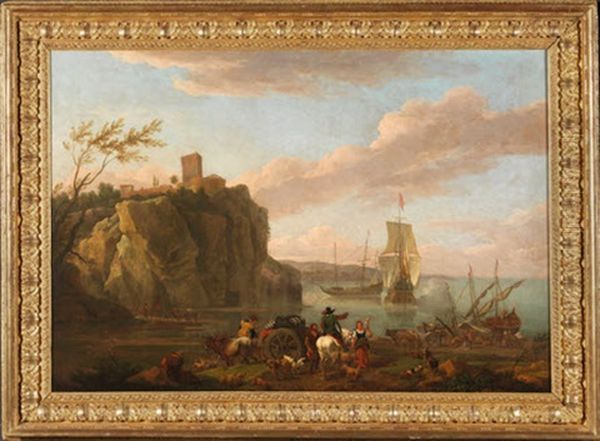 Bord De Mer A La Falaise Oil Painting by Abraham Jansz. Begeyn