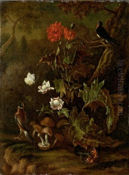 Buntes Waldbodenstillleben Oil Painting by Abraham Jansz. Begeyn