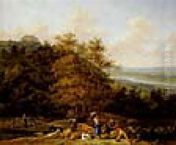 Sudliche Landschaft Mit Hirten Und Herde Oil Painting by Abraham Jansz. Begeyn