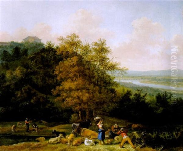 Sudliche Landschaft Mit Hirten Und Herde by Abraham Jansz. Begeyn