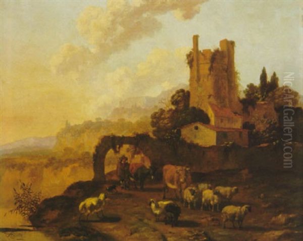 Italienische Landschaft Mit Ruinen Oil Painting by Abraham Jansz. Begeyn