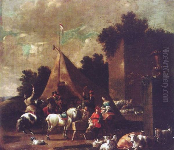 After The Hunt Oil Painting by Abraham Jansz. Begeyn