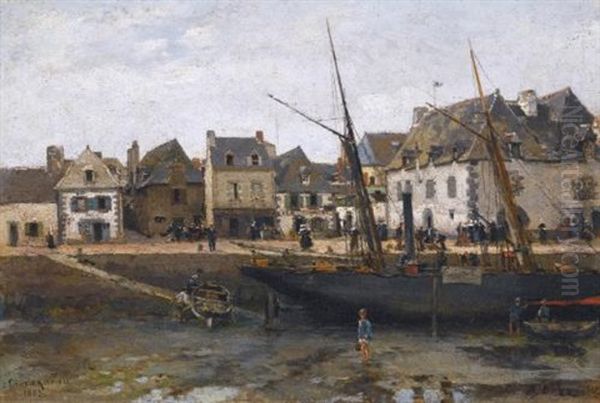 View Of Concarneau Oil Painting by Aleksandr Karlovich Beggrov