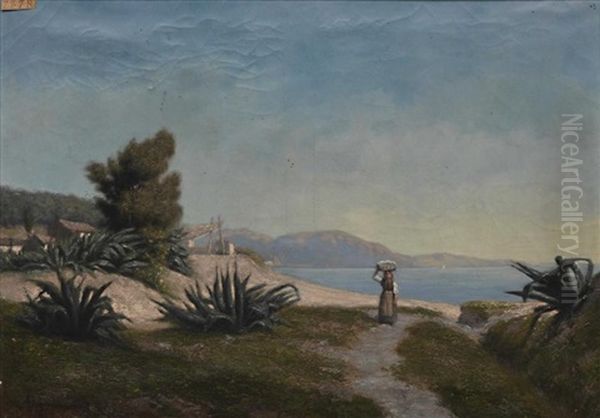 Vue De Mer Oil Painting by Alfred Edouard Beguin