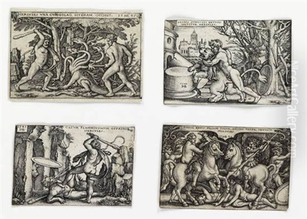 The Labors Of Hercules (4 Works) by Hans Sebald Beham