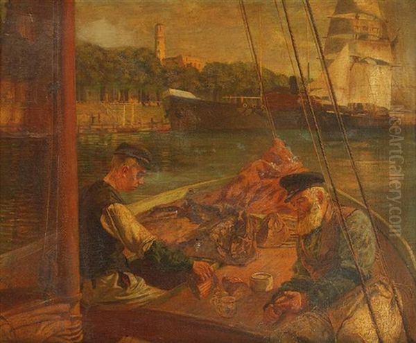 Zwei Fischer Auf Ihrem Boot Oil Painting by Karl Behm