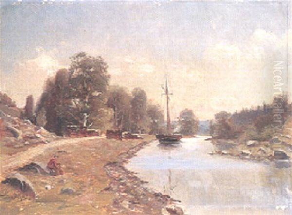 Tidig Vardag Vid Kanal Oil Painting by Vilhelm Emanuel Behm