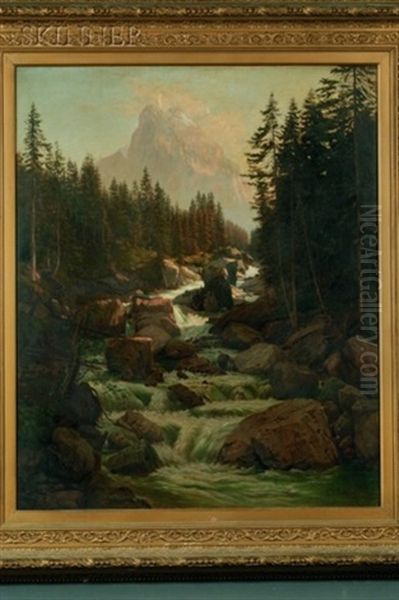 Mountain Stream Oil Painting by Gustavus Adolphus Behne