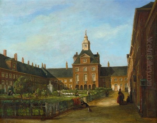 Ansicht Des Innenhofes Von Nieuwkoop Oil Painting by Carel Jacobus Behr