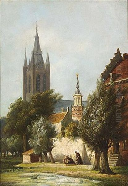 A View Of Delft In Summer by Carel Jacobus Behr