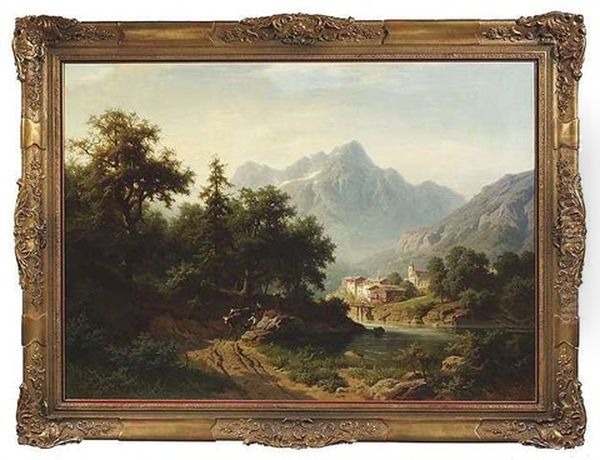 Ein Morgen In Tyrol Oil Painting by August Behrendsen