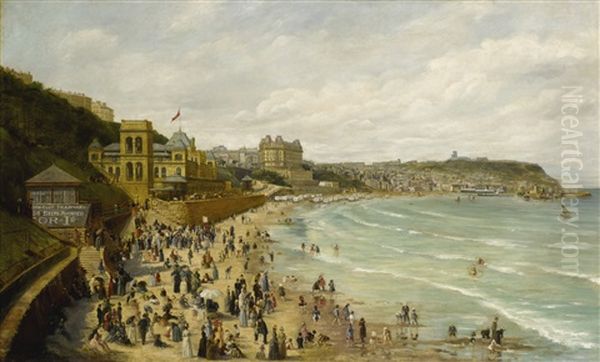 A View Of Scarborough Oil Painting by Adolphe Behrens