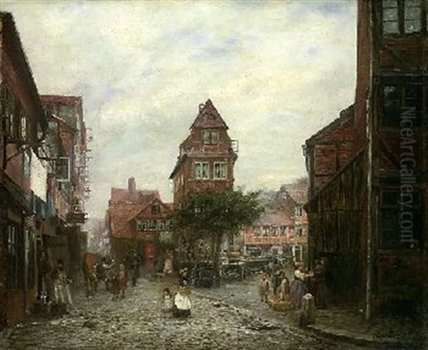 Bohnsplatz Oil Painting by Adolphe Behrens