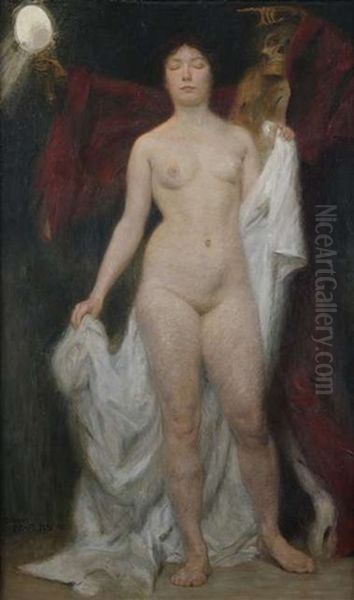 Weiblicher Akt Mit Tod Als Vanitasallegorie Oil Painting by Hermann Behrens