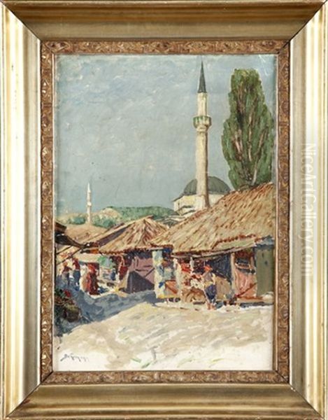 Arabskie Miasteczko Oil Painting by Adolf Behrmann