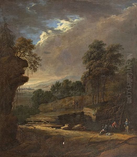 Landschaft Mit Falkenjagern Oil Painting by Joachim Franz Beich