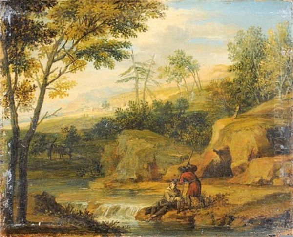 Le Repos Pres D'une Cascade Oil Painting by Joachim Franz Beich