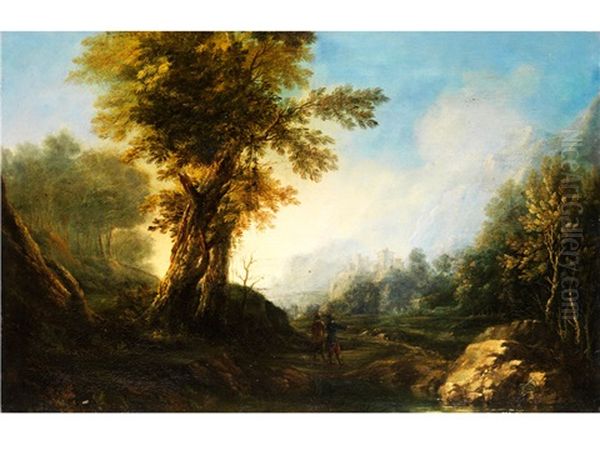 Abendliche Baumlandschaft Oil Painting by Joachim Franz Beich