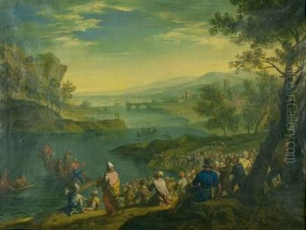 Christus Predigt Am See Genezareth Oil Painting by Joachim Franz Beich