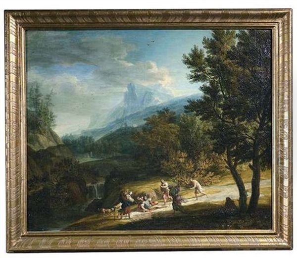 Grose Gebirgslandschaft Mit Der Bekehrung Des Paulus Oil Painting by Joachim Franz Beich