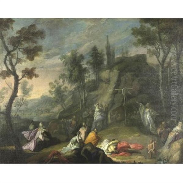 Moses And The Brazen Serpent Oil Painting by Joachim Franz Beich