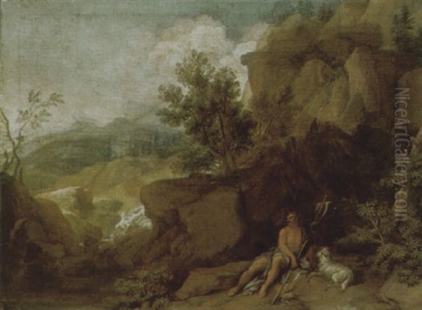 Saint John The Baptist In The Wilderness Oil Painting by Joachim Franz Beich