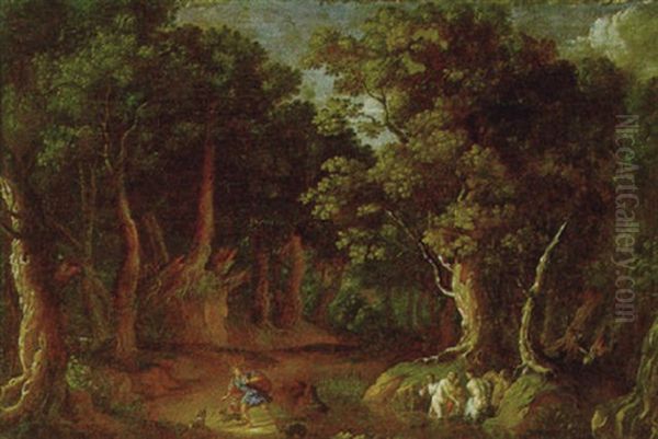 Waldlandschaft Mit Diana Und Actaon Oil Painting by Joachim Franz Beich