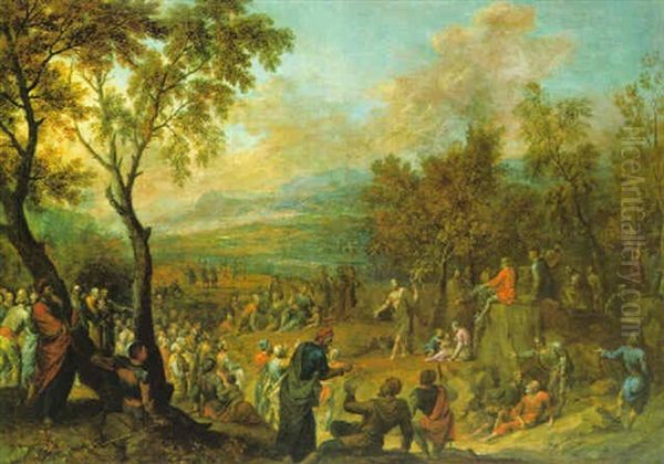 Weite Bewaldete Landschaft Mit Der Predigt Johannes Des Taufers Oil Painting by Joachim Franz Beich