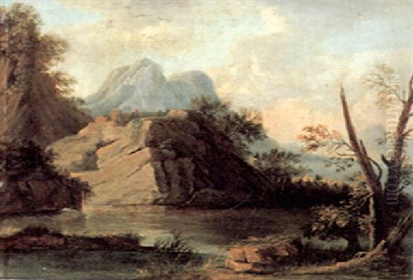 A Mountainous Landscape Oil Painting by Joachim Franz Beich