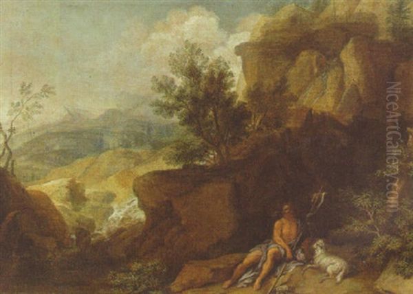 Saint John The Baptist In The Wilderness Oil Painting by Joachim Franz Beich