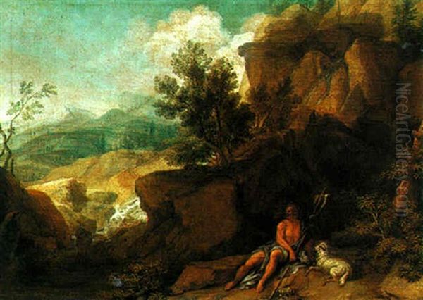 Saint John The Baptist In The Wilderness Oil Painting by Joachim Franz Beich