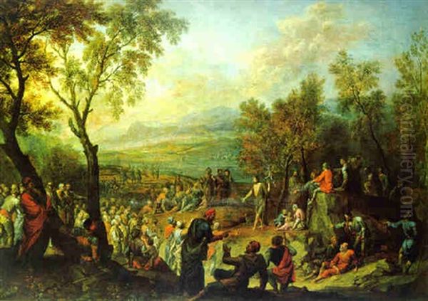 Weite Bewaldete Landschaft Mit Der Predigt Johannes Des Taufers by Joachim Franz Beich