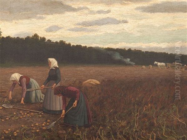 Potato Harvest Oil Painting by Robert Beielstein