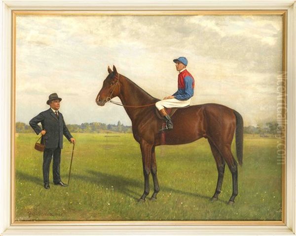 Jockey Auf Seinem Pferd, Vor Ihnen Der Eigentumer Oil Painting by Robert Beielstein