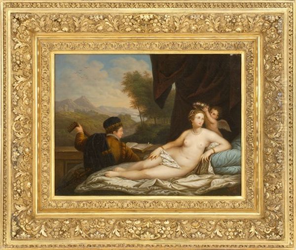 Venus And The Lute Player Oil Painting by John Beigel