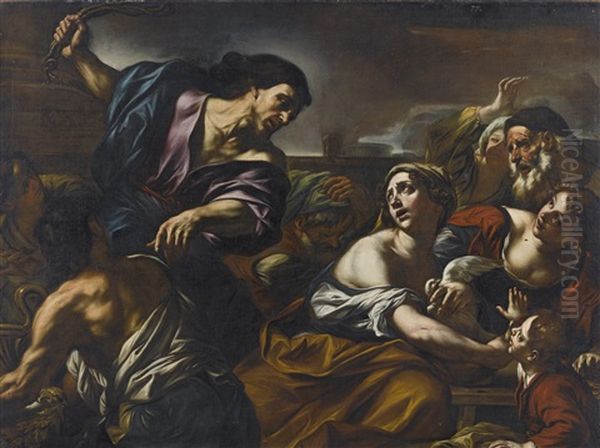 The Expulsion From The Temple Oil Painting by Giovanni Battista Beinaschi