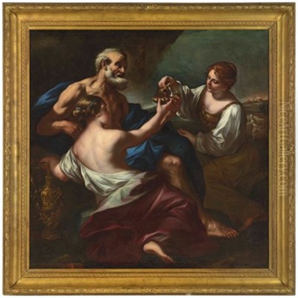 Lot And His Daughters Oil Painting by Giovanni Battista Beinaschi