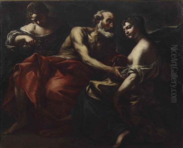 Lot And His Daughters Oil Painting by Giovanni Battista Beinaschi