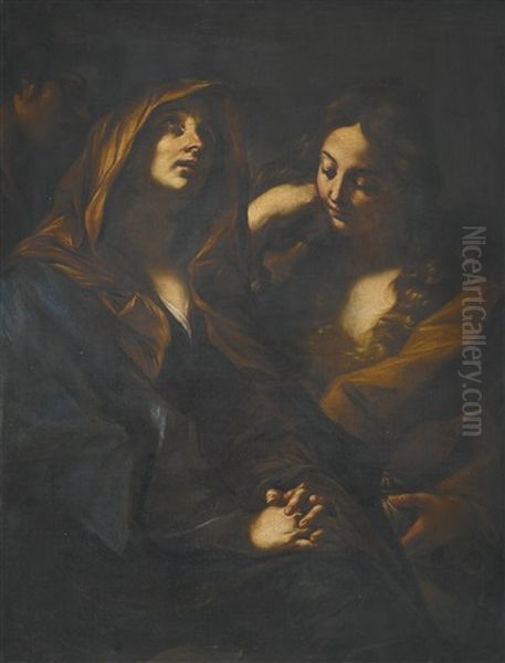 The Two Maries With Saint John The Evangelist Oil Painting by Giovanni Battista Beinaschi